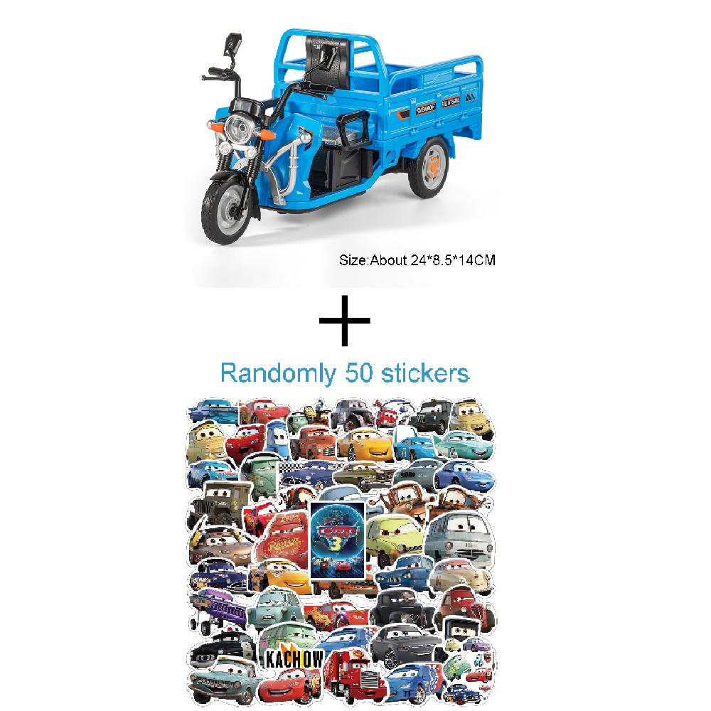 1:12 Skala Legierung Dreirad Motorrad Modellauto Spielzeug Simulation Posttransport Fahrzeug Modelle Kinder Sound Licht Geschenke