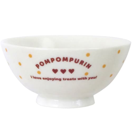 Sanrio "Pom Pom Purin" Rice Bowl, 11 x 5.5 cm, Microwave and Dishwasher Safe, Characters, Sweets & Dots, Made in Japan, 335105