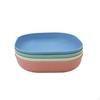 4 Pieces Dish with Drink Holder | Compact, Square Dish, for Picnics