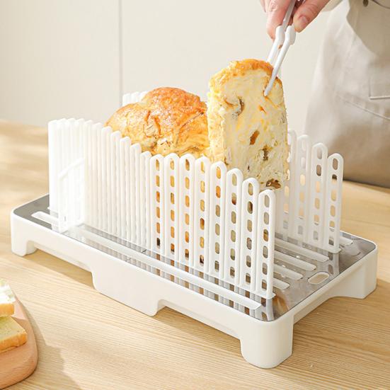 Bread Slicer for Homemade Bread Sourdough BPA-Free Adjustable Guide with Crumb Catcher Heat Resistant Baguette Bread Slicer