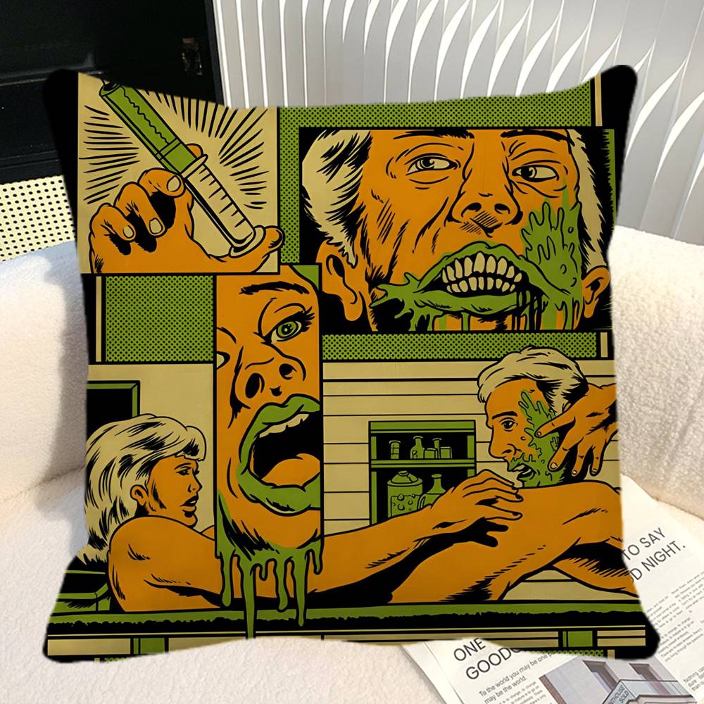 Horror Funny Movie R ReAnimator Retro Pillow Case Square Pillow Bedroom Sofa Leisure Comfort Cushion Car Home Decoration