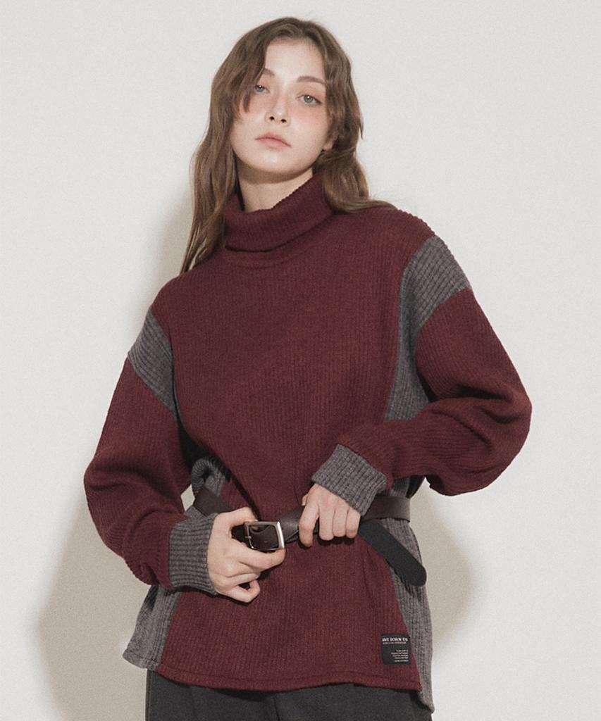 Eoboneoseu Panel Turtleneck Pullover [Burgundy]