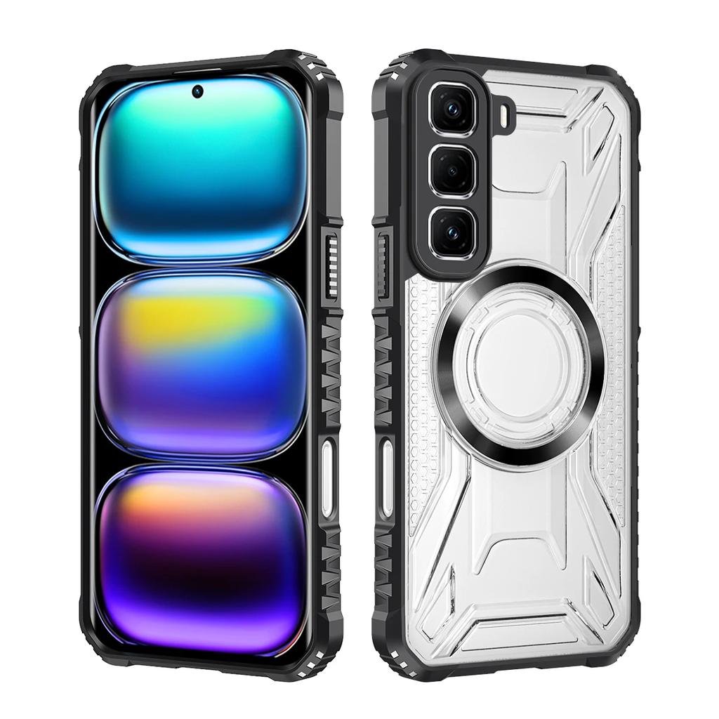 CD Magnetic Design Heavy Duty Hard HD Clear Back Cover For Infinix Hot 50 Pro+,Rugger Armor Hard PC TPU Case