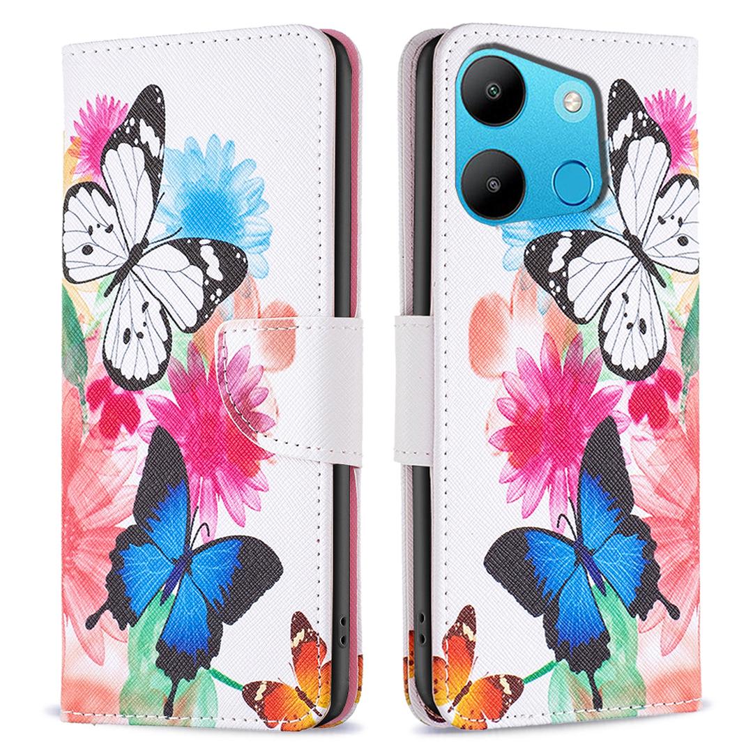 

For TECNO Spark Go 2023 4G/Pop 7 Pro 4G/Infinix Smart 7 4G Case Wallet Leather Pattern Phone Cover Two Butterflies