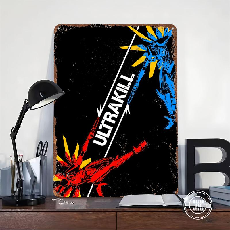 Ultrakill Game Tin Plaque Poster Customized Wall Art Retro Vintage Metal Signs for Man Cave Coffee Bar Accessories Office Decor