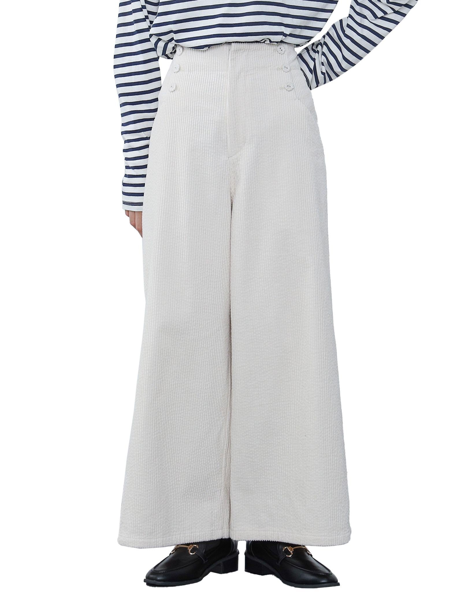 

Брюки с боковыми пуговицами вельветовые брюки S [Beams Heart] женские LT.BEIGE