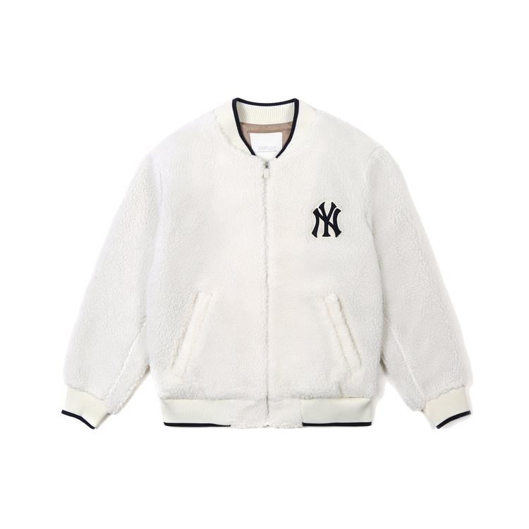 MLB New York Yankees Velvet Jackets Unisex Ivory White Baseball Collar Moderate 31JPF1061-50I S