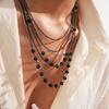 Multi-Layer Beaded Chain Necklace Black Silver Color Stacked Collarbone Chain  Women Gift