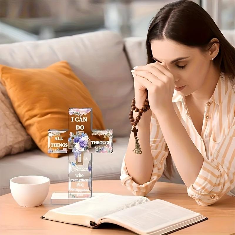 2D Flat Acrylic Cross Decoration, Indoor and Outdoor Decoration - No Battery/electricity Required, Free Day Decoration, Shop Decoration, Durable