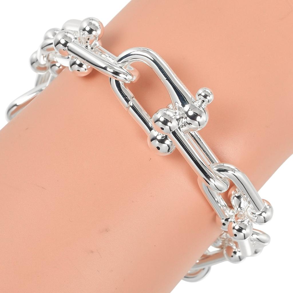 TIFFANY&Co. hardware large link Bracelet Wrist Size6.6" Silver925 62g Women Used