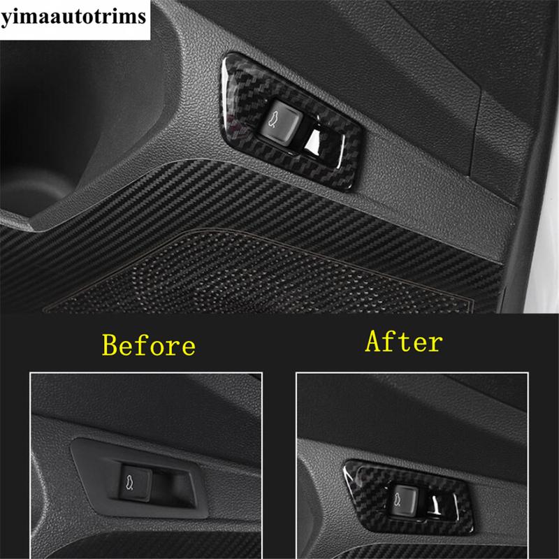 Rear Trunk Tailgate Switch Control Button Frame Cover Trim For Volkswagen T-Roc T Roc 2018 - 2025 Carbon Fiber / Matte Interior