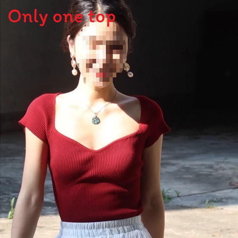 Oversize T Shirt For Women With Square Neck And Embroidery In Pure Color Style For Summer