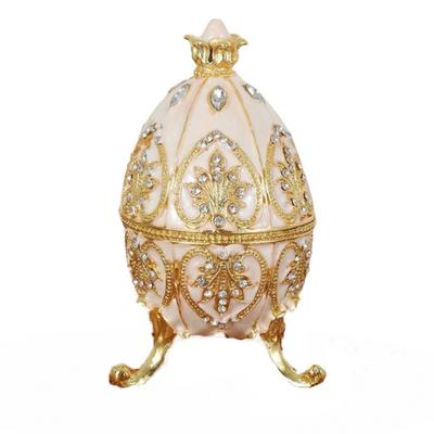Luxurious European Style Easter Egg Ornament Zinc Alloy Retro Egg Shape Storage Jar Tall Feet Jewelry Organizer Craft