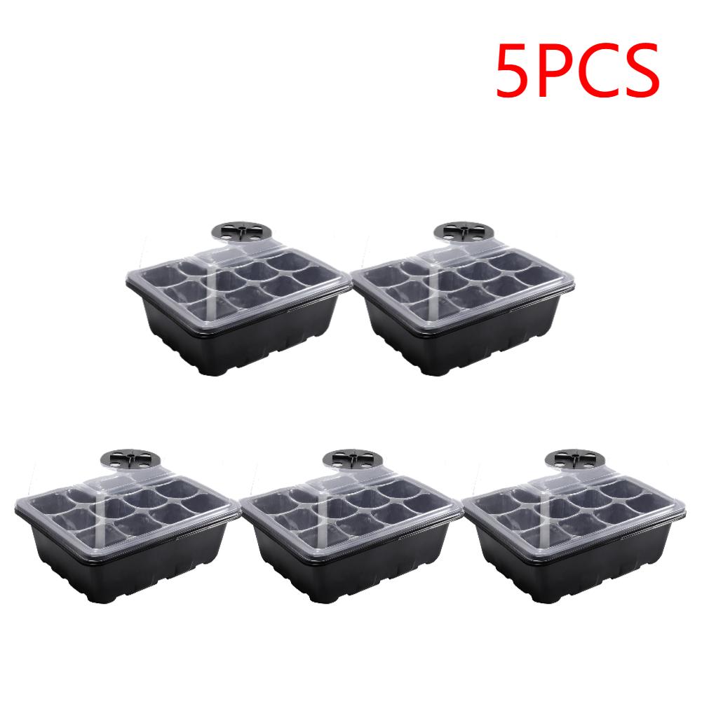 1-5pcs Plants Seed Starter Trays with Humidity Dome 12 Holes Per Tray Nursery Pots Lights For Home Plant Greenhouse Growing Pot