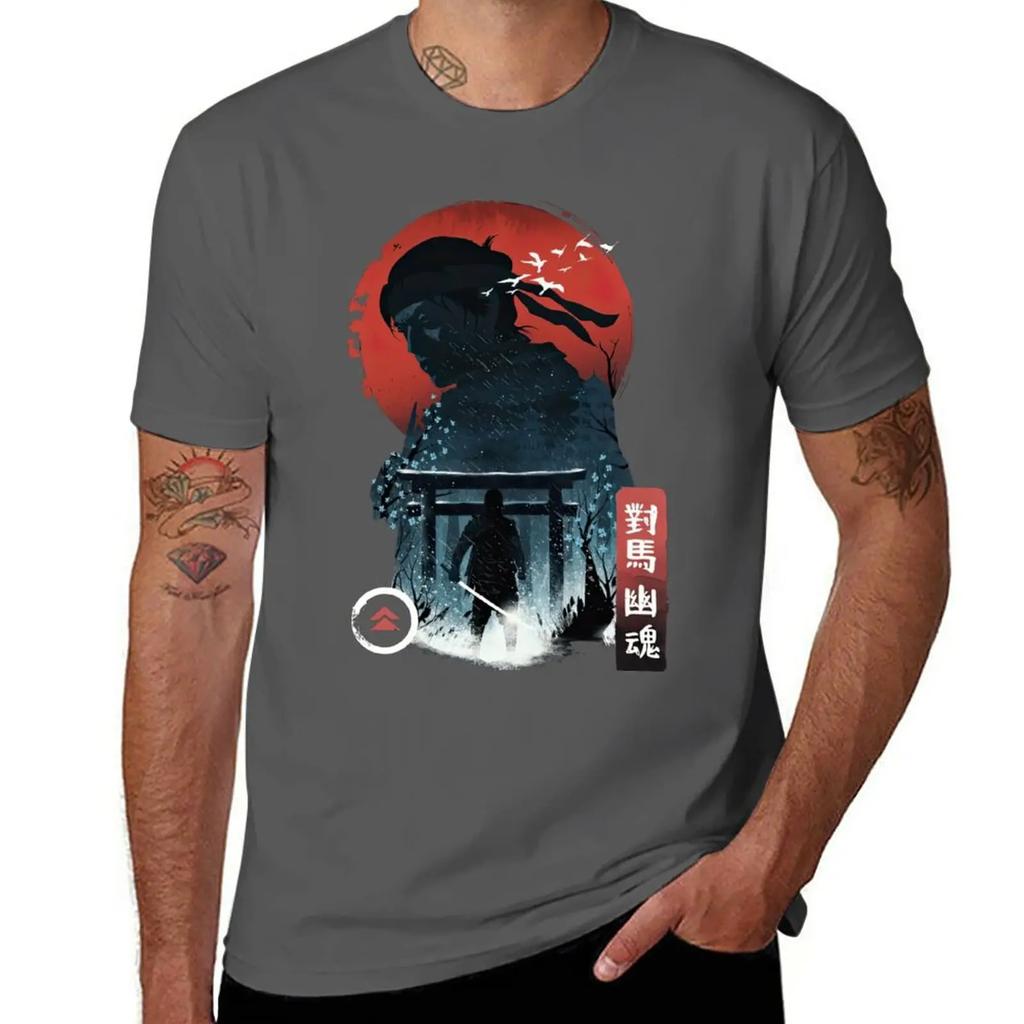 Nuova T-shirt Artistica Ghost of Tsushima Luna asciugatura rapida magliette grafiche da basket t-shirt anime top primavera estate t-shirt