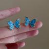 Dripping oil blue flower earrings high sense temperament versatile new stud earrings fashion Internet celebrity niche earrings women