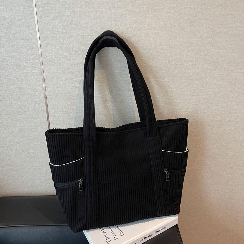 Velvet Canvas Bag Women'S Autumn And Winter Versatile Large-Capacity Tote Bag Student Shoulder Commuter Tote Bag