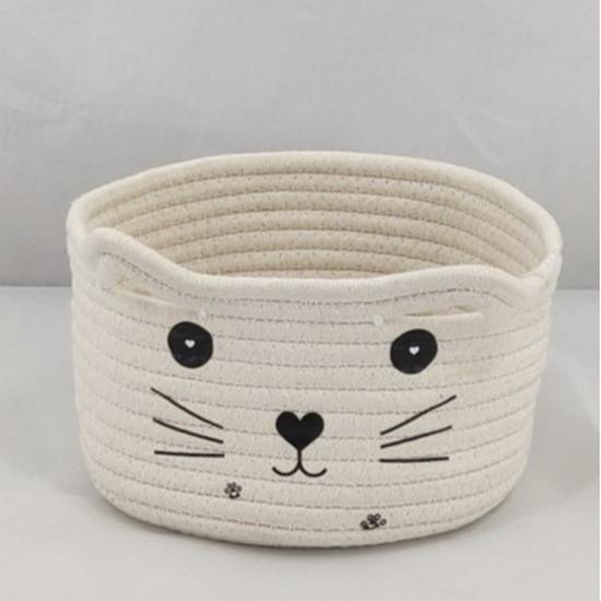 

Тканая корзина для хранения из хлопковой веревки для закусок и организации рабочего стола Diameter 20cm, Height 11cm белый