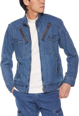 BONMAX RJ0904 Veste d'aviateur en jean Jean clair S