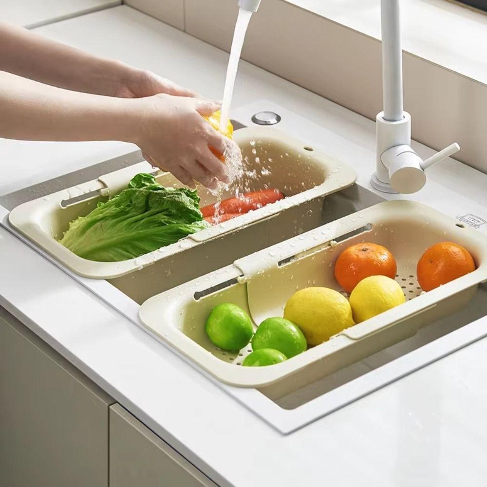 Bpa Free Vegetable Wash Basin Over The Sink Colander Strainer Drain Tray  Vegetable Washing