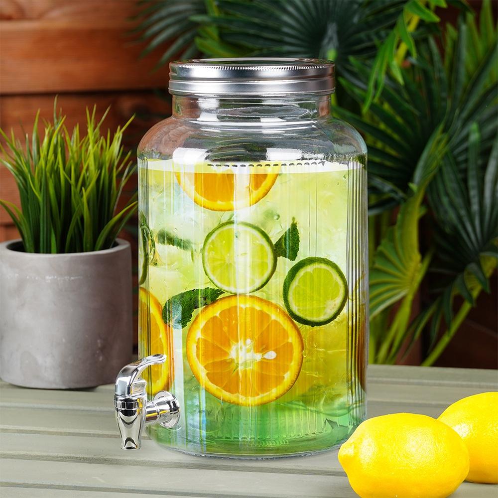 Glass Beverage Dispenser Jar with Tap 6.2L
