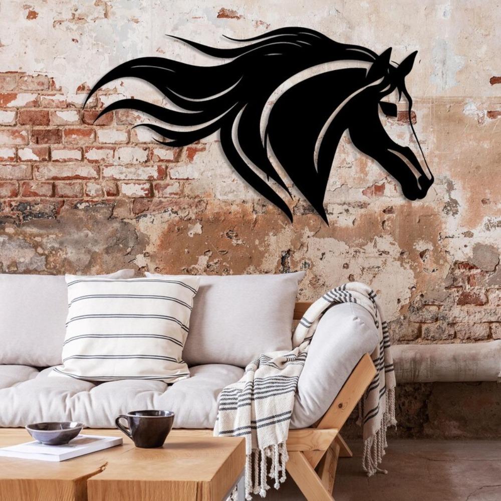 Black Metal Horse Head Wall Art Farmhouse Home Decor