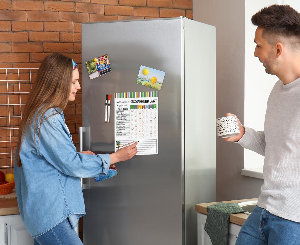 Inkdotpot Tablă magnetică de responsabilitate Tabel de sarcini pentru frigider - Tabel de comportament pentru ștergere uscată pentru copii