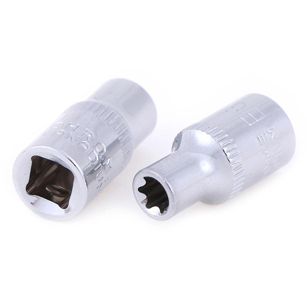 E4 E5 E6 E7 E8 Socket Wrench Set Torx Star Bits External Female E Socket Set Automotive Car Shop Tools 1/4 Inch(6.3mm)