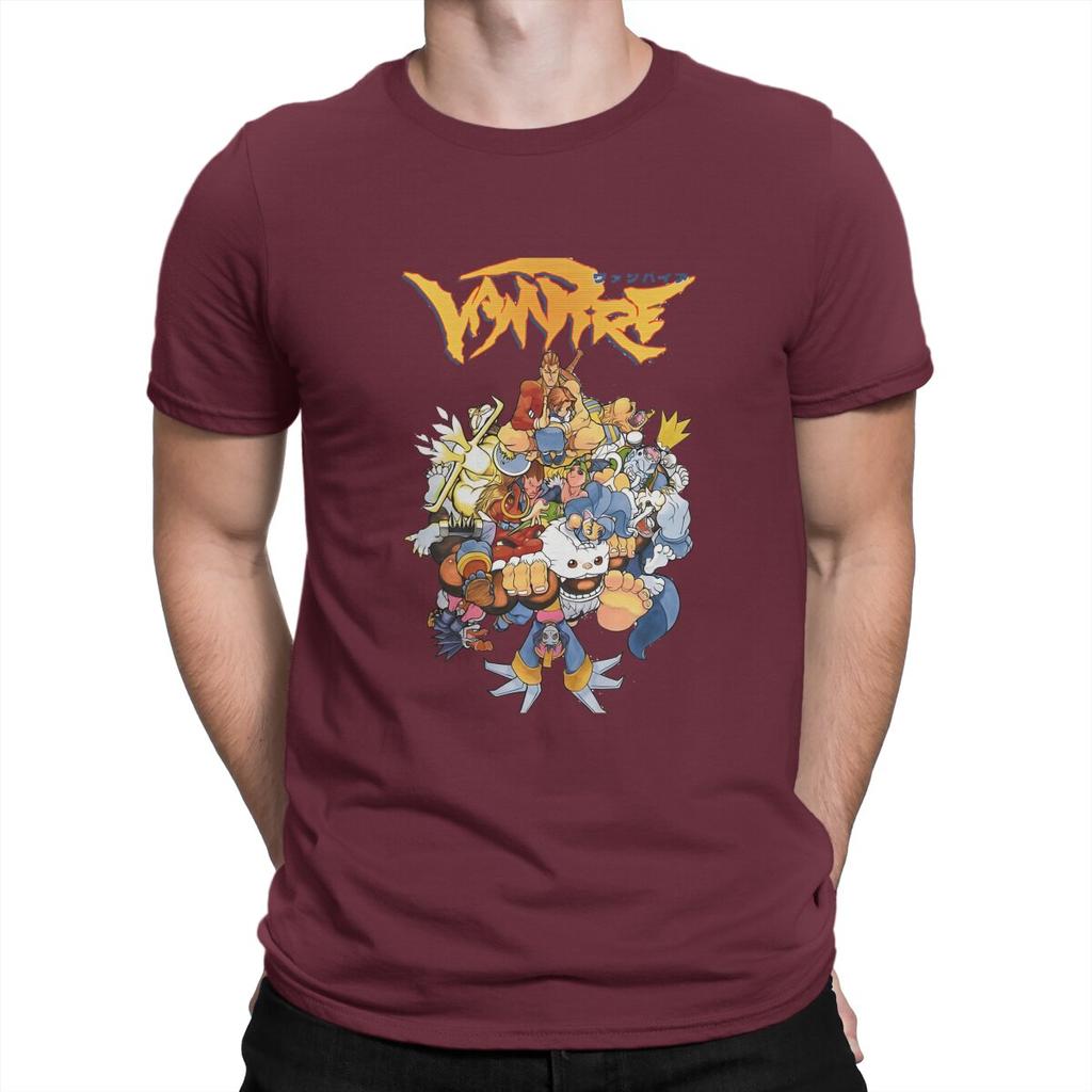 Vampire  The Night Warriors Men TShirt Darkstalkers Game O Neck Tops Fabric T Shirt Funny High Quality Birthday Gifts