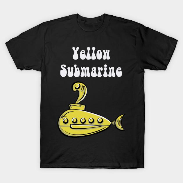 

Men Black Print T-shirt Yellow Submarine No-Cut Transfer Paper Print Cotton Tshirt M