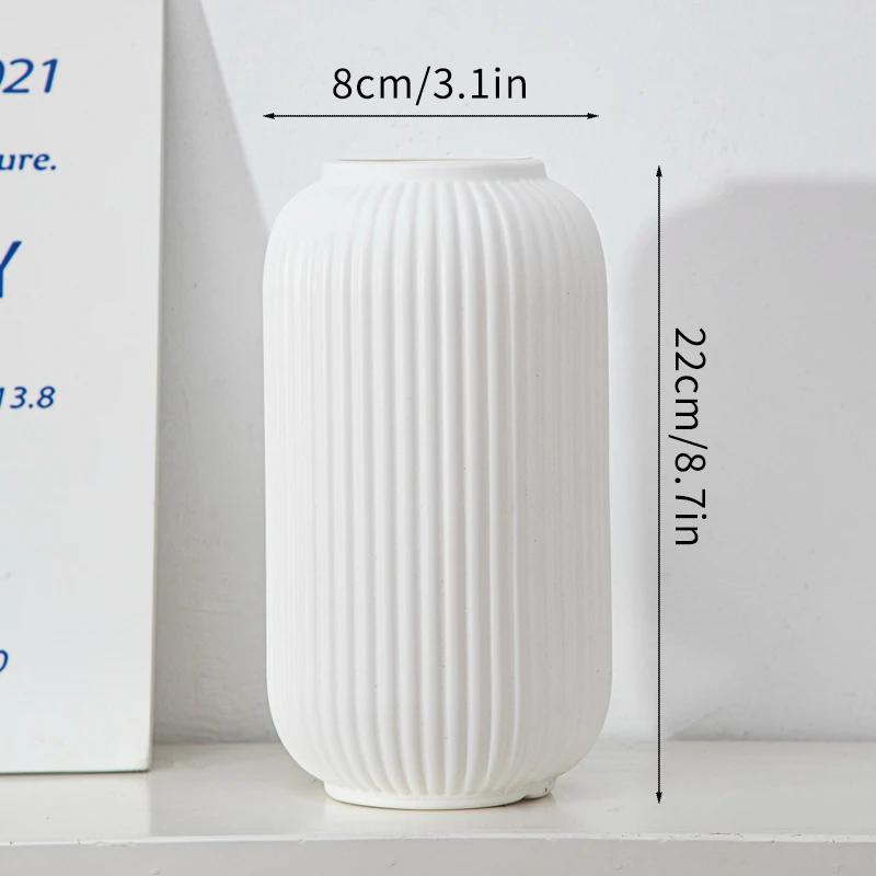 

1pc Plastic White Flower Vase Room Decoration Modern Simple Dry Vase Ornaments for Home Decor Plant Pot Dining Table Ornaments
