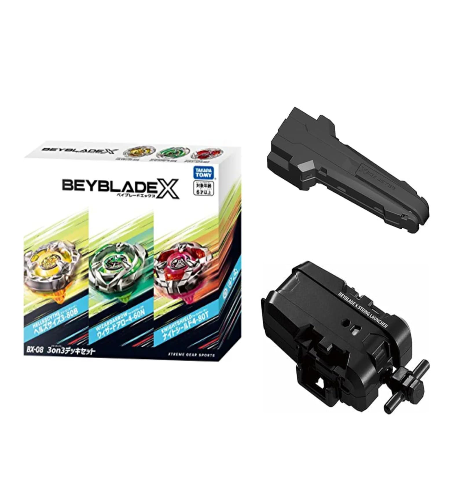 

Bey Blade X 3on3 Deck Set String Launcher Grip из 3 штук (Установить продукт) BX-08 + BX-18 и BX-11 (Типы наборов)