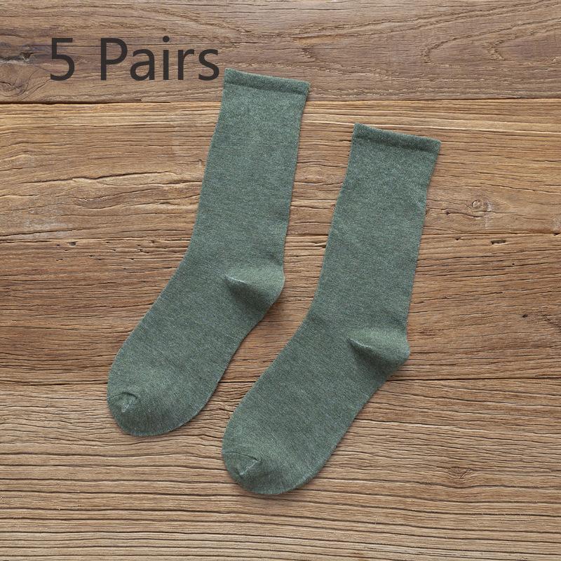 5 Pairs of Female Autumn Trend High Tube Solid Color Pile Socks