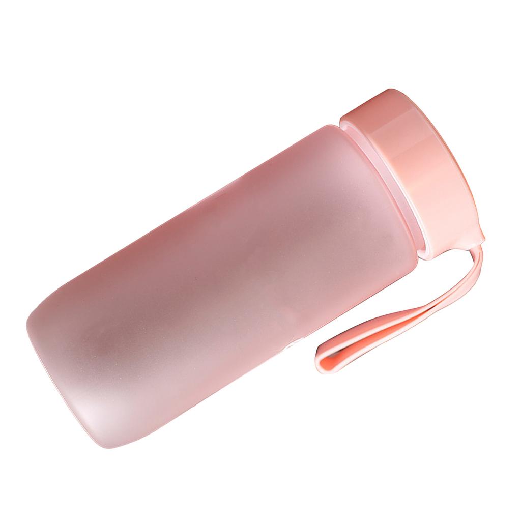 Plastic Water Bottle 600ml Leakproof Matte Reusable Sports Water Bottle with Carry Strap for Fitness Gym School Travel