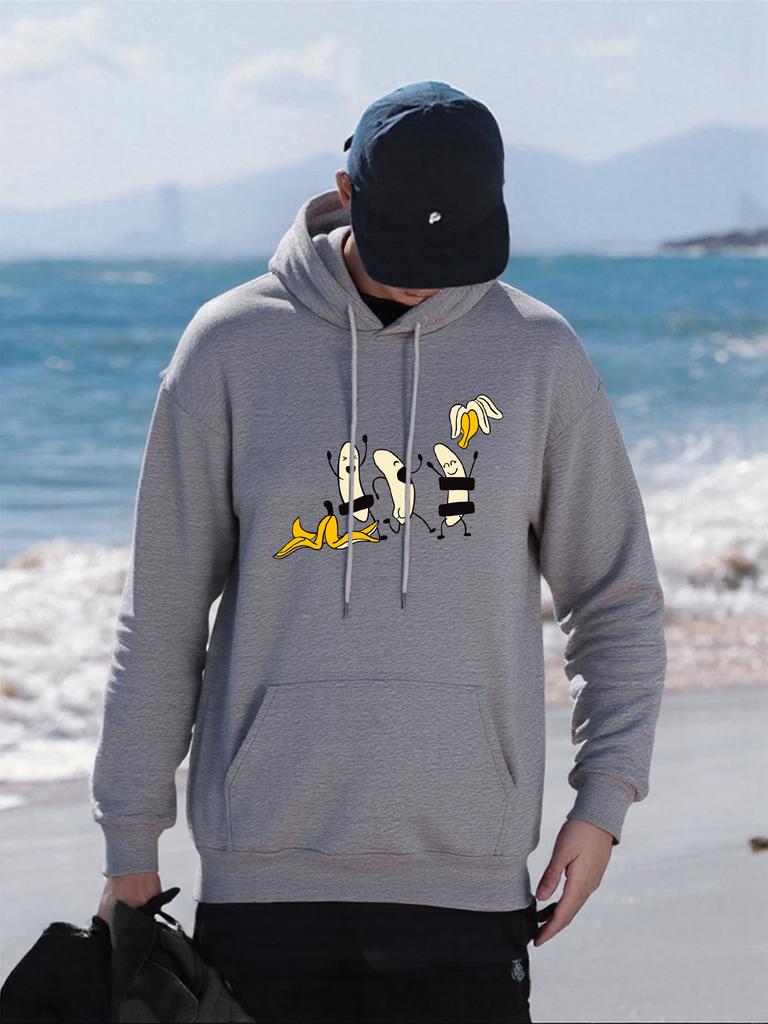Funny Skinned Bananas Printing Hoody Men Casual All-Match Hoodie Oversized Fleece Sportswear Autumn Comfortable Male Pullover