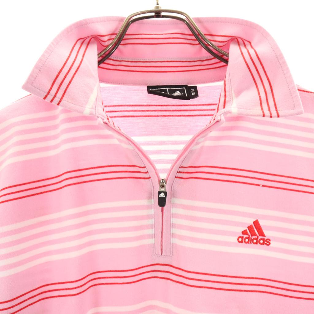 Adidas Border Golf Short Sleeve Half Zip Shirt M Pink Men's Used