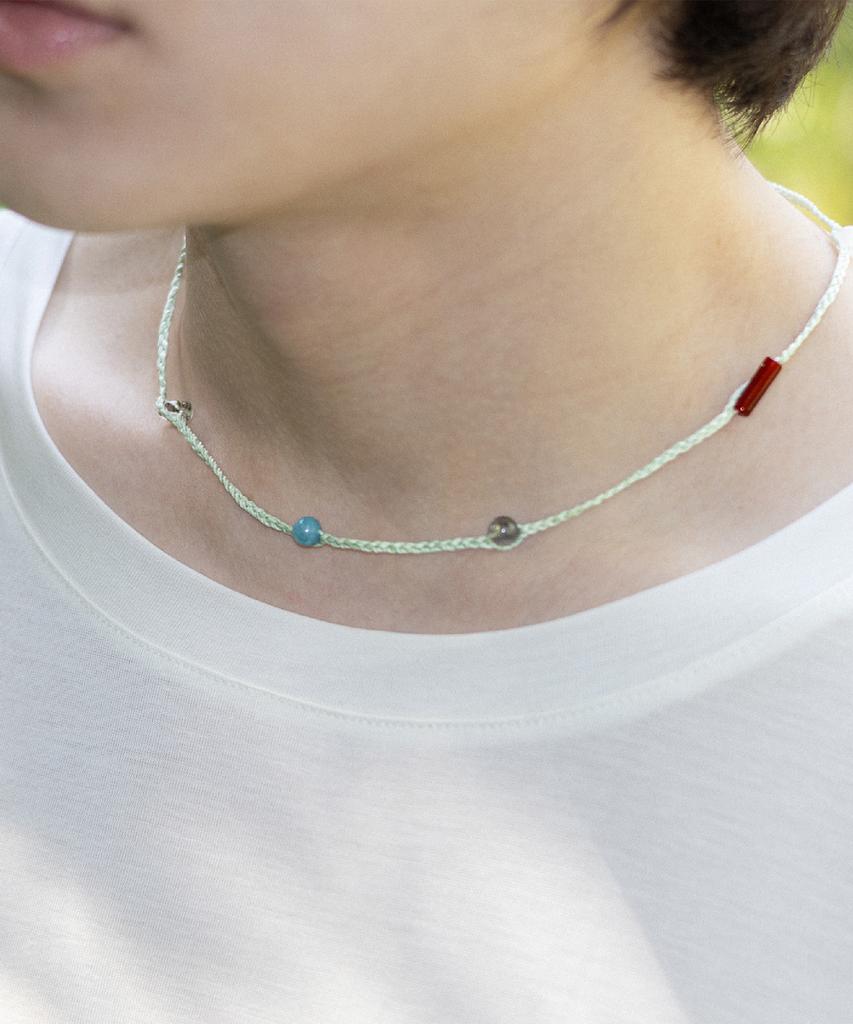 Idusum Neck Weave Fantasy Eco (Natural Gemstone Thread Necklace)