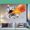 Modern Minimalist Pvc Wall Sticker With Colorful Fire Basketball Design For Boys Bedroom Decor