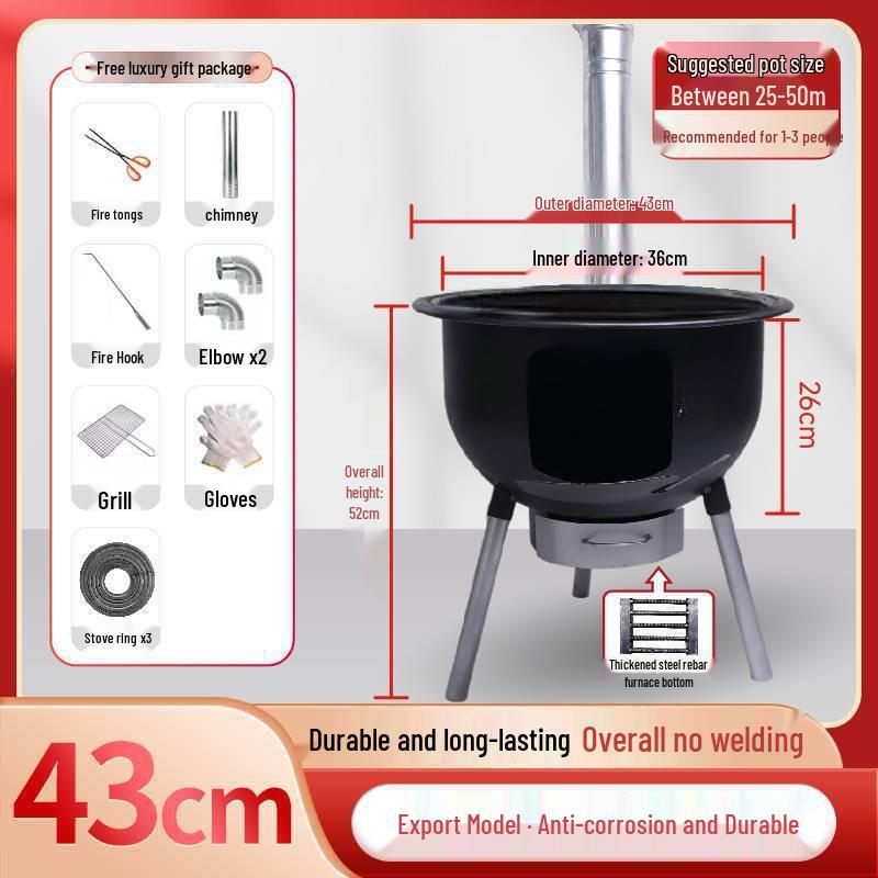 Portable Outdoor Wood-Burning Stove with Large Pot Stand