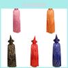 Fantasia Capa de Halloween Para Crianças E Adultos Capa de Bruxa Dourada Com Artesanato Costurado Chapéu de Mago Cinco Estrelas Preto