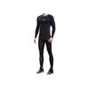 Li-Ning Solid Color High Elasticity Shaping Round Neck Long Sleeve Tight Sweat-Wicking High Waist Leggings Fitness Set Men Activewear AUDU097-AULU097