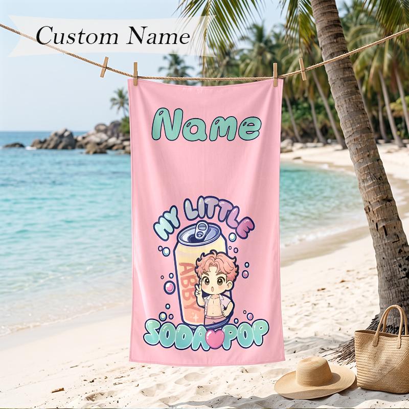 abby Custom Name Printed Beach Towel Personalized Soft Towel For Swimming Beach Travel