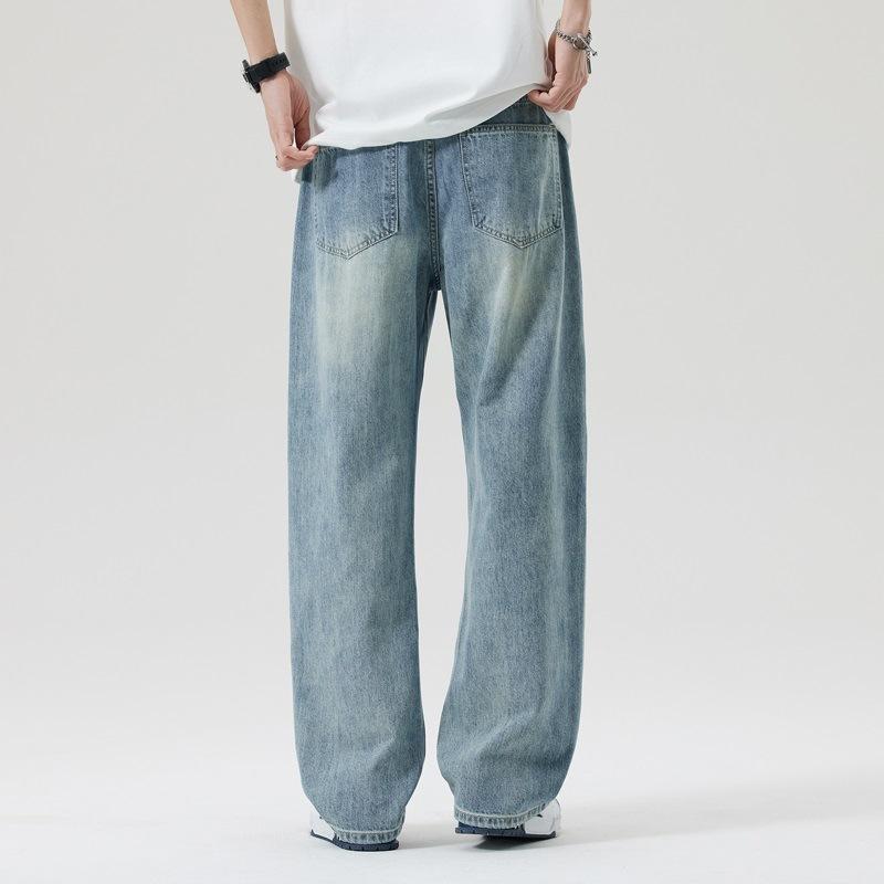 New Spring and Summer Jeans Men's Loose Straight High Street Wide-leg Retro Trendy Men