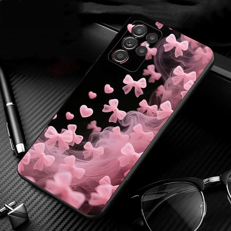 Phone Case For Samsung Galaxy S26 S25 S24 S23 S22 Ultra S23 S22 S25 Plus S24FE S23FE S26Edge Cute Pink Heart Bow
