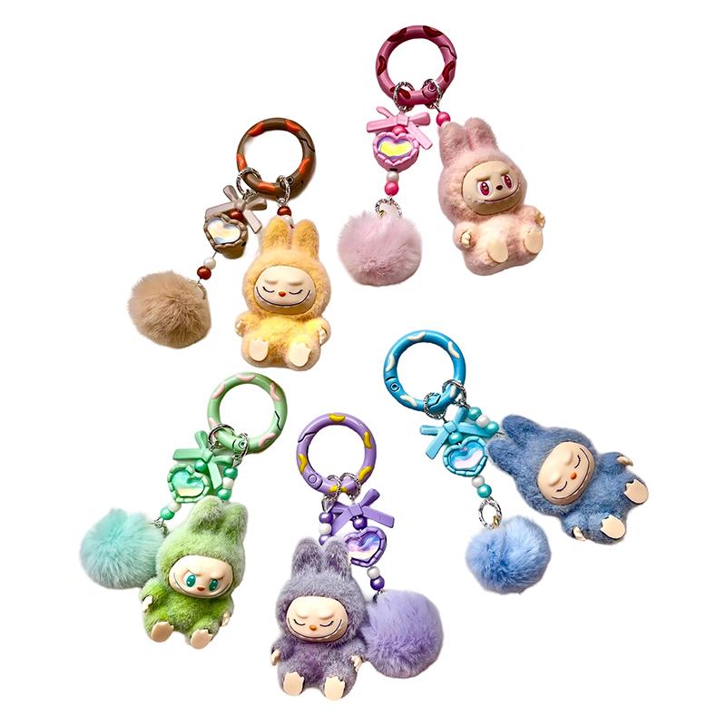 Christmas Labubu Kawaii Particles Keychain Bag Cell Phone Charm Key Chain Christmas Gift Cute Plush Charm