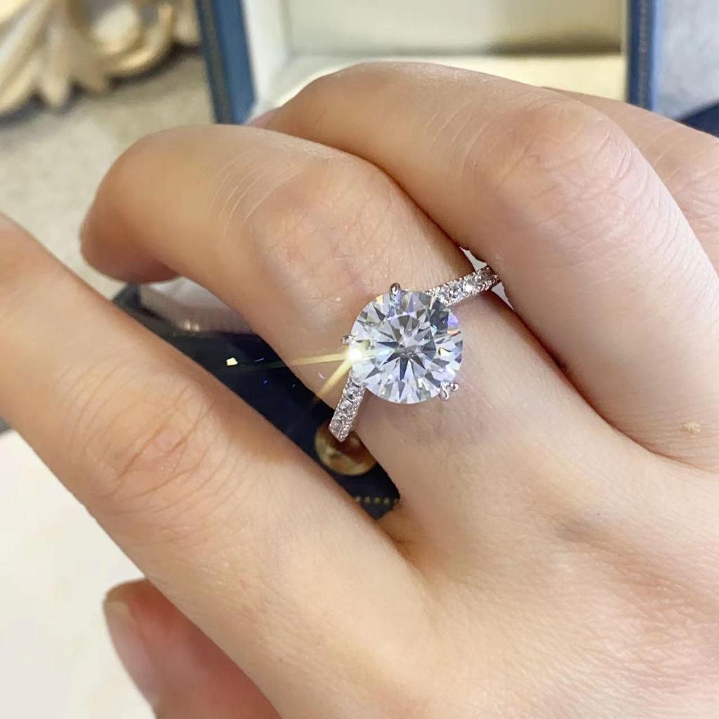 3 Carat D Color Moissanite Ring in AU750 White Gold with Side Stones - Includes Authenticity Certificate