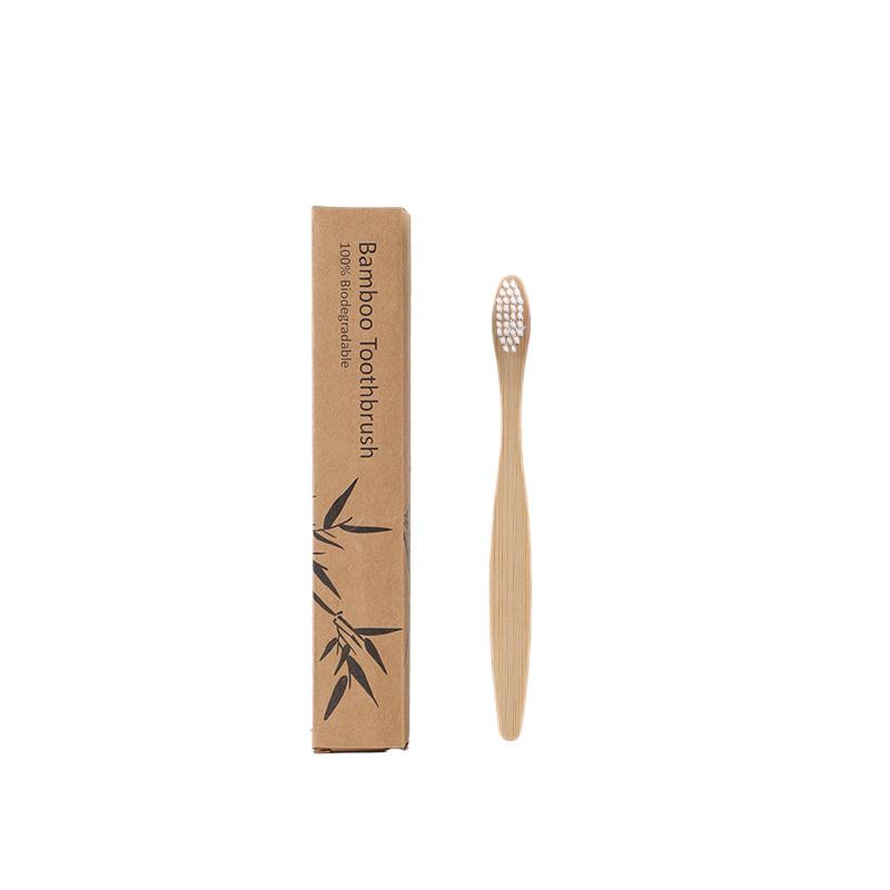 Ready Stock Custom Logo Packaging Kids Soft Natural BPA Free Biodegradable Kraft Box Bamboo Toothbrush