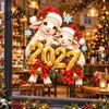 Glass Surface Decorations Sheep Santa Hat 2027 Sticker Christmas New Year Static Window Decal Removable Seasonal Home Decor of The Sticker