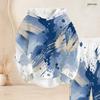 Women Plus Size Blue White Printed Two Piece Set Long Sleeve Hooded Top Cuffed Pants