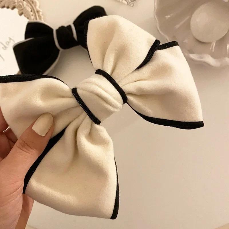 Fashion Summer Solid Color Elegant Bowknot Hair Clip Imitation Cashmere Hairpin Top Hairpin Ponytail Barrettes Hair Accessoires